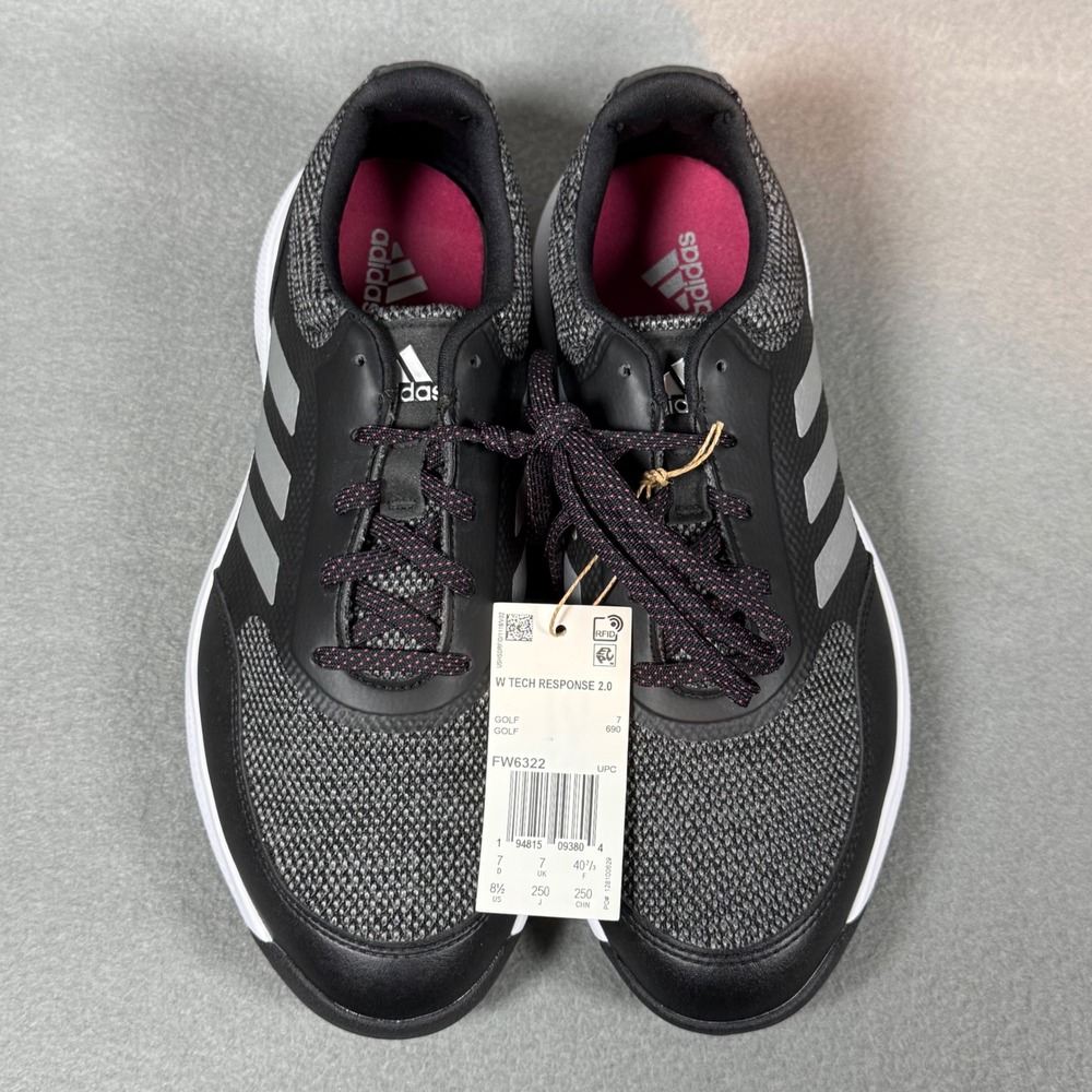 Adidas Womens Tech Response 2.0 Golf Shoes Size 8.5 Spiked Black Silver FW6322